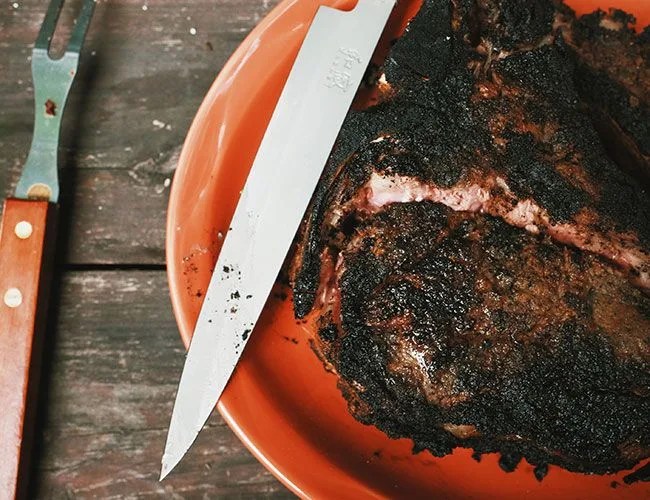 charred steak