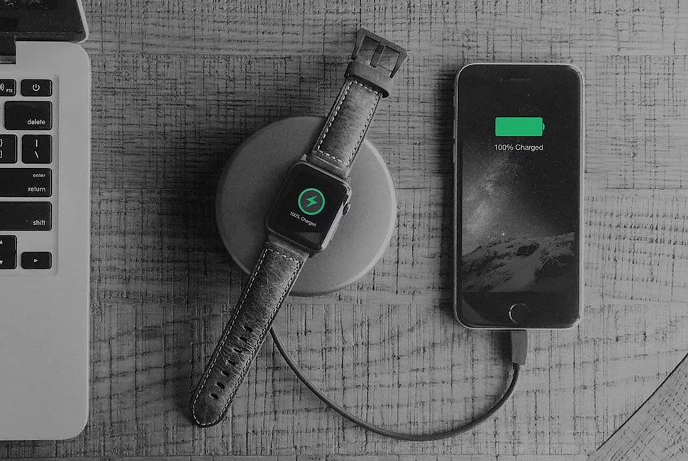 smartwatch with computer and smartphone