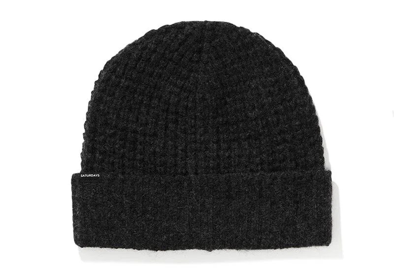 Saturdays-NYC-Sale-gear-patrol-Waffle-Knit-Beanie-Black