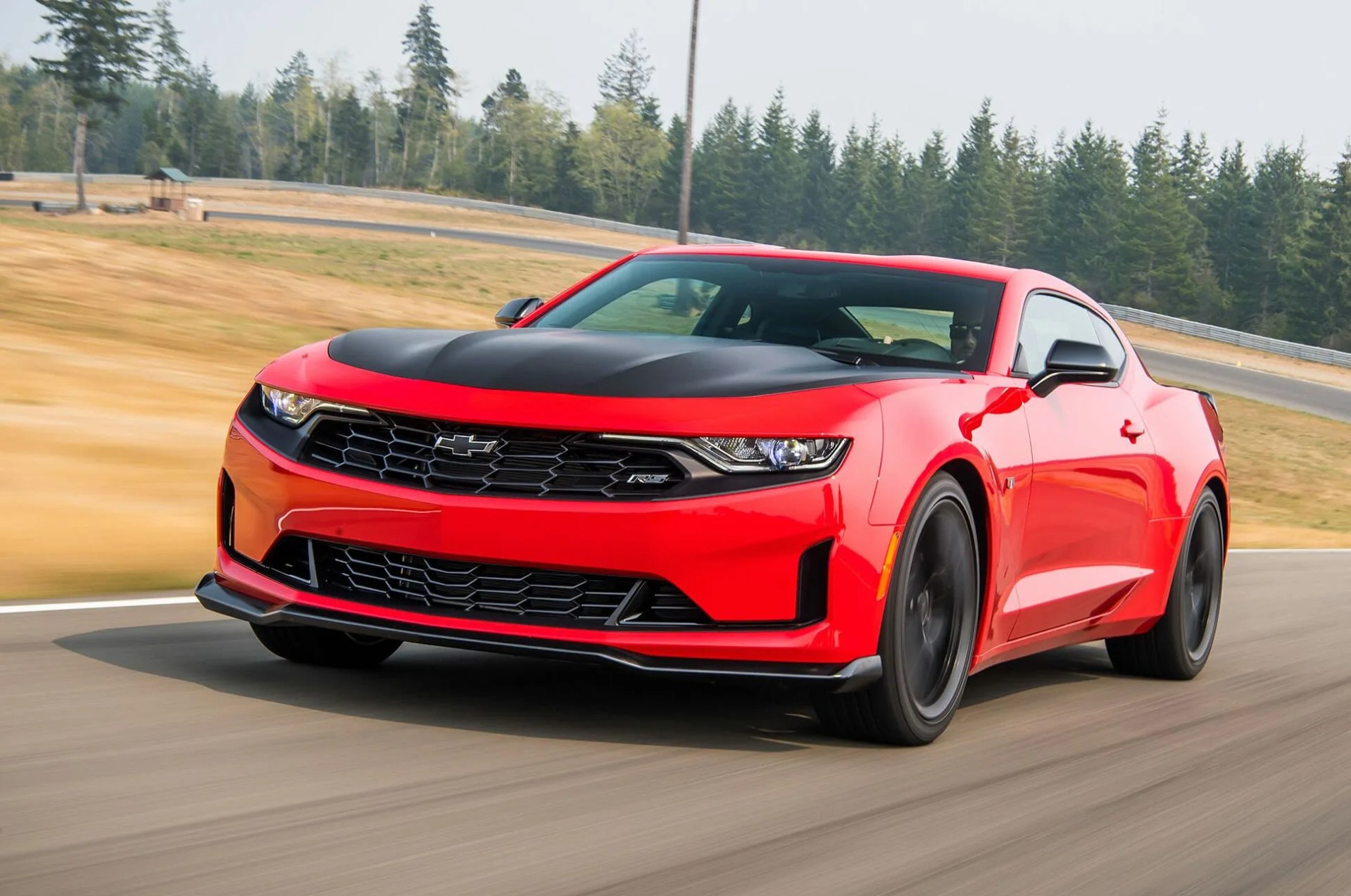 chevrolet camaro driving on track