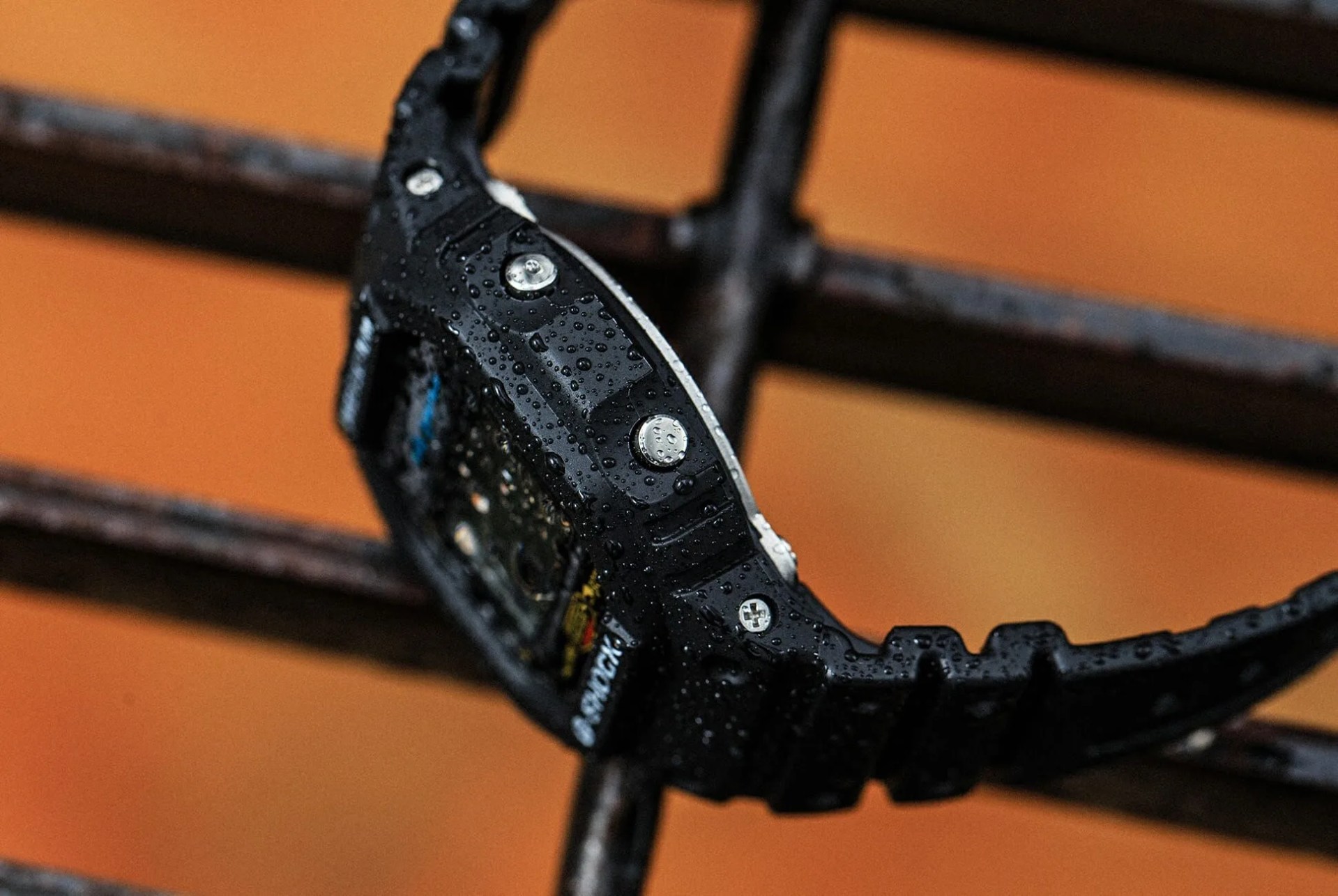 g shock watch on its side