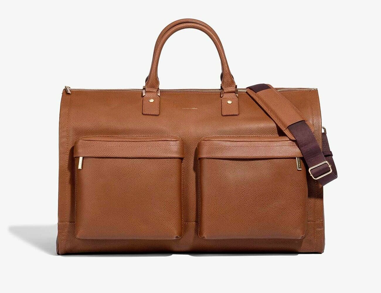 Stylish-Gifts-for-Men-gear-patrol-Hook-and-Albert,-Camel-Leather-Garment-Weekender-Bag