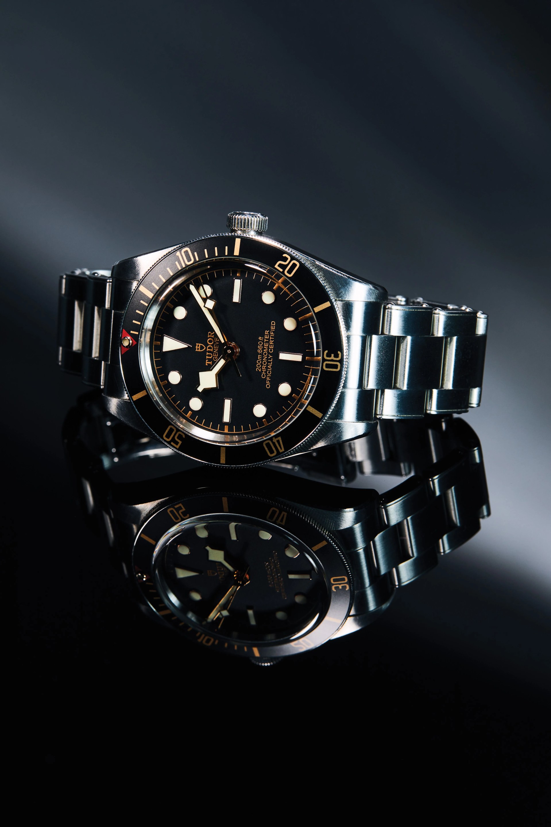 tudor black bay 58 watch with a silver case and bracelet