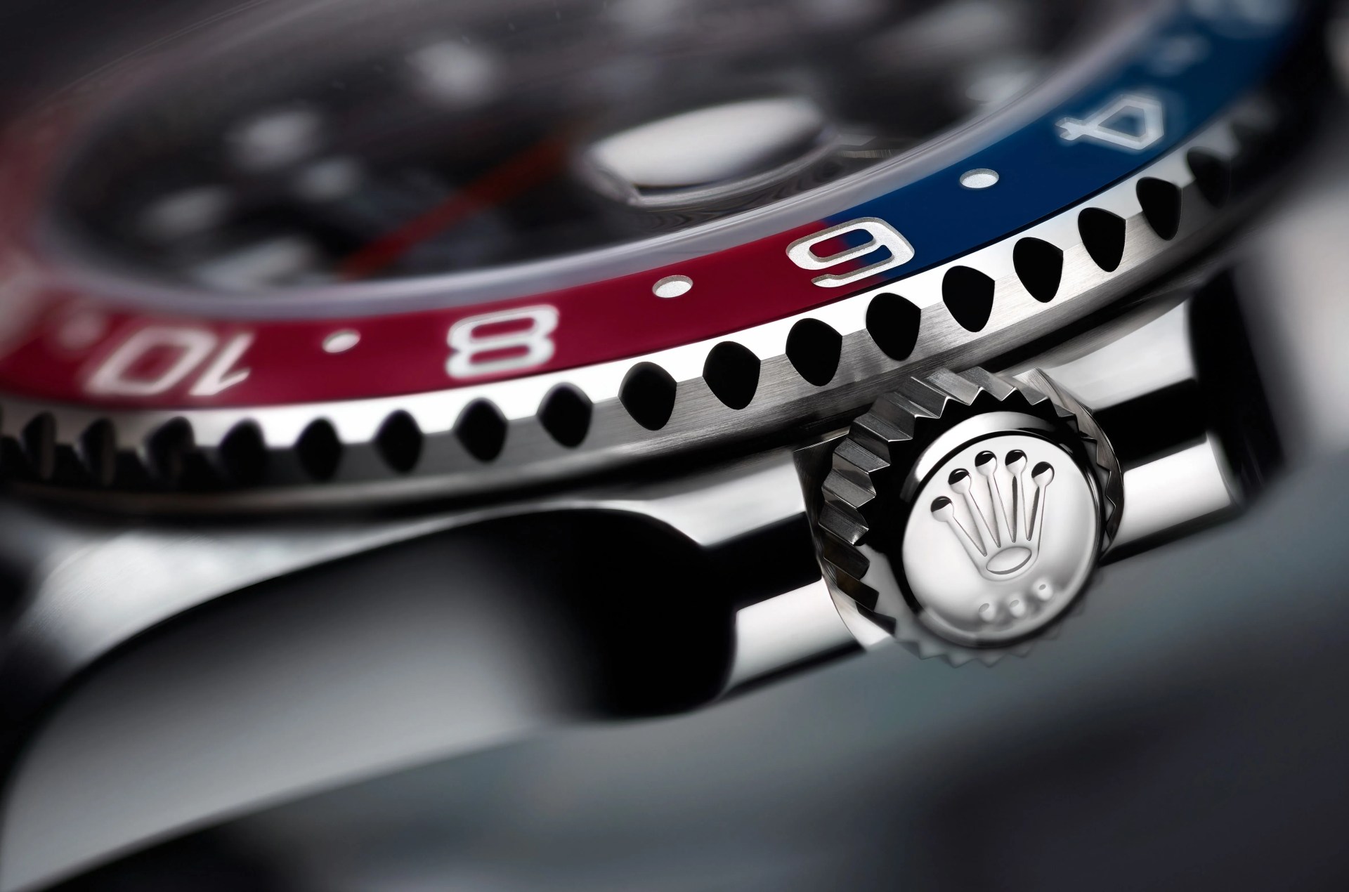 close up of the side of a rolex watch