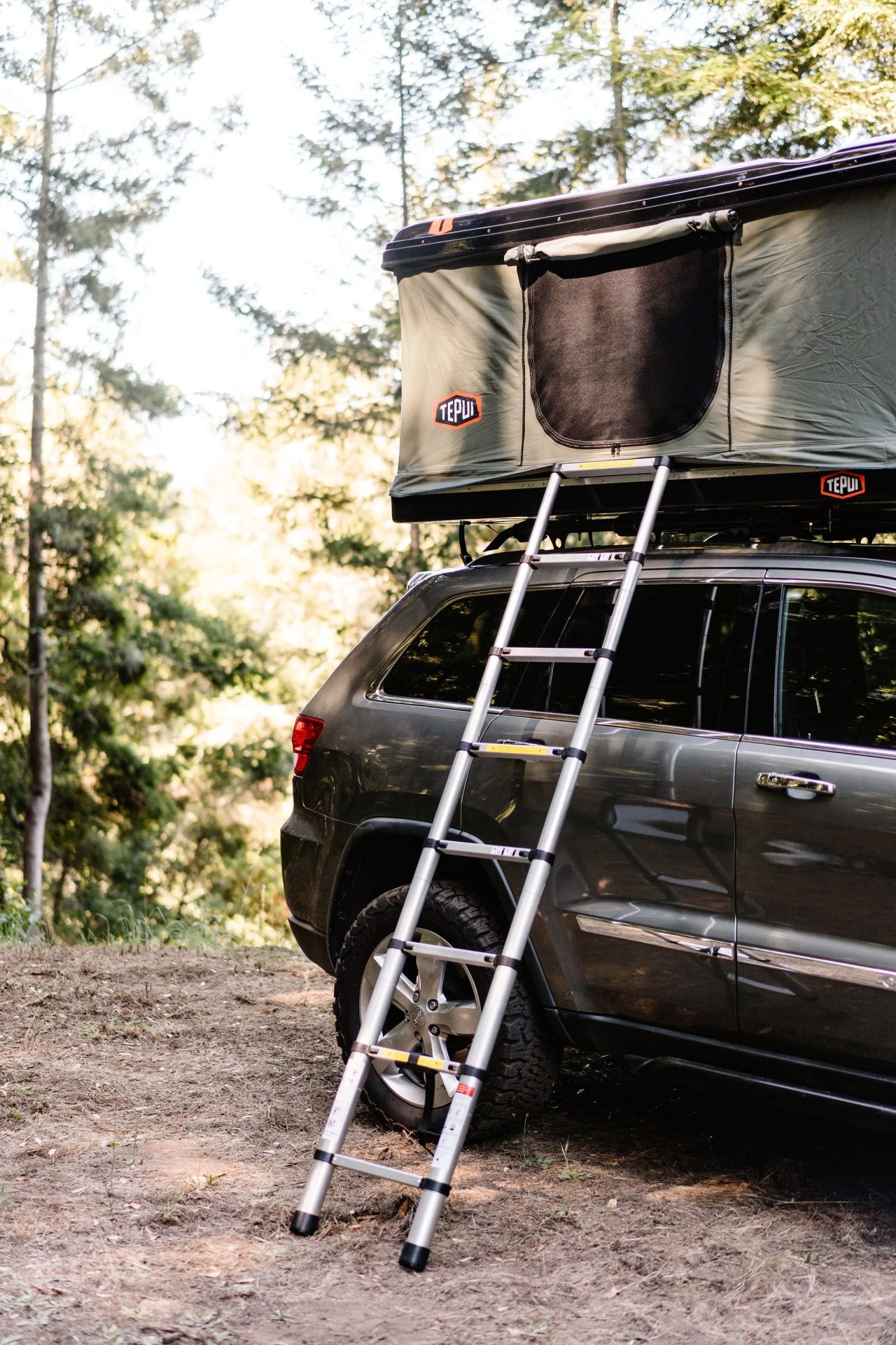 tepui rooftop tent with ladder attached
