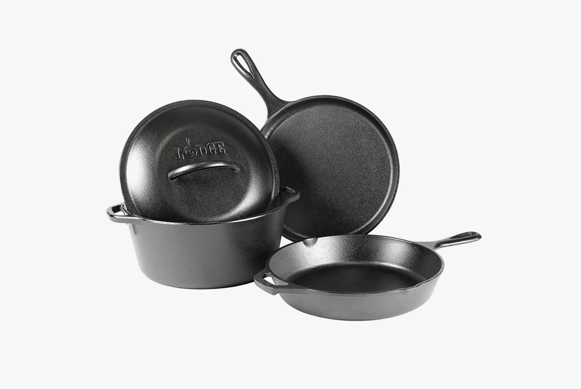 lodge cast iron 5 piece cookware set