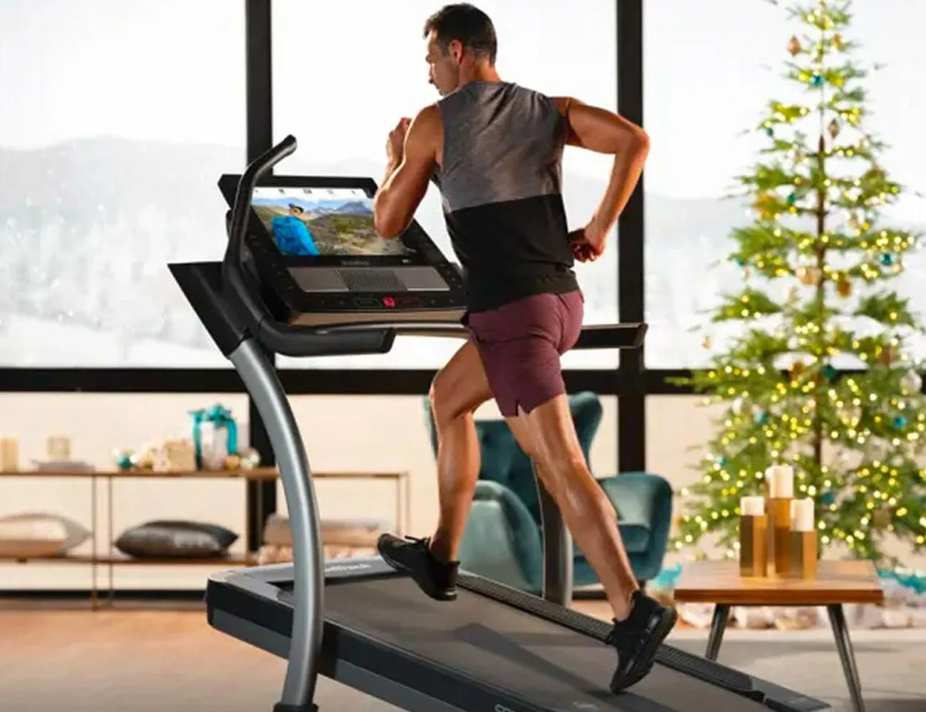 runner running on nordictrack treadmill