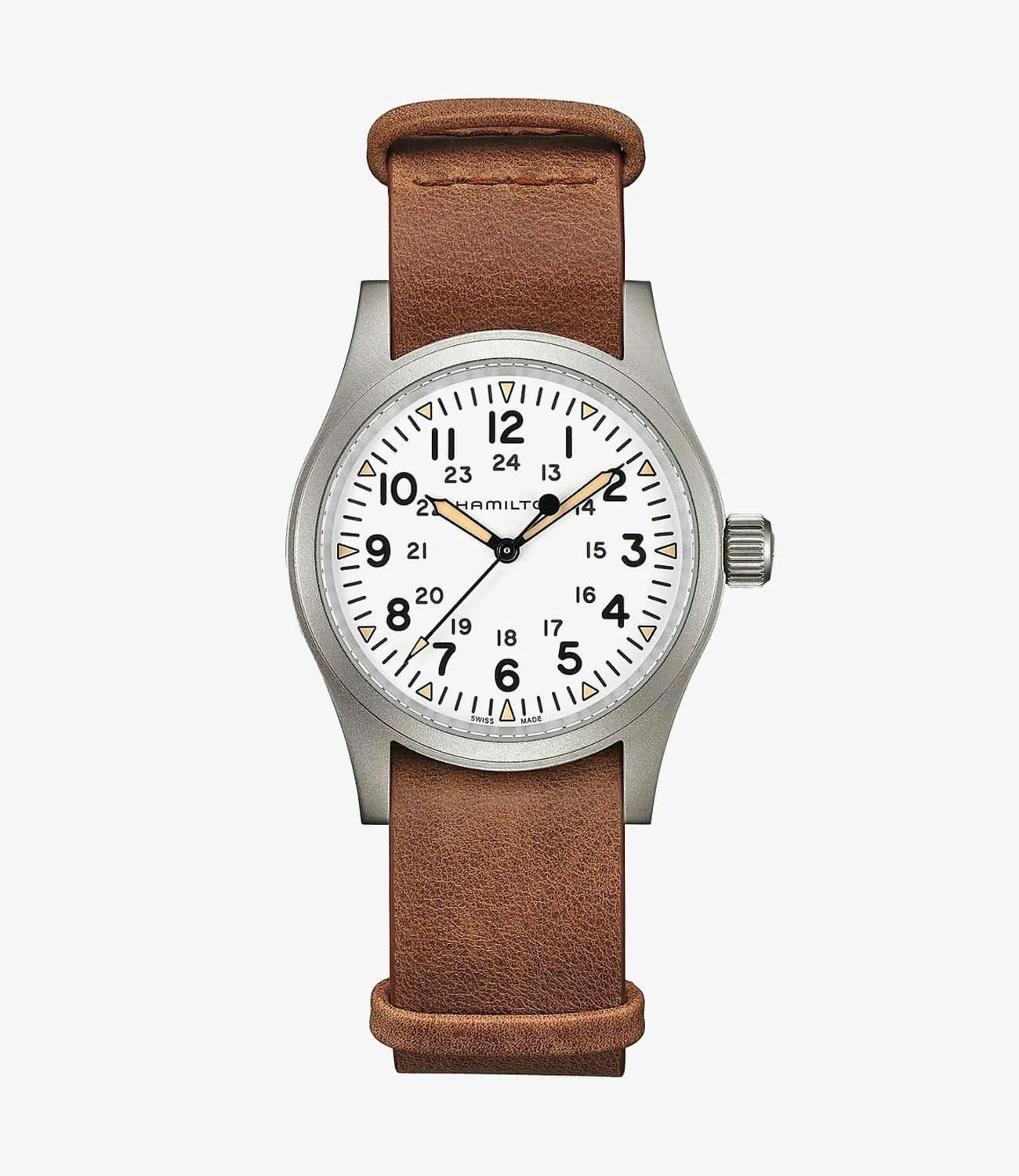 Hamilton-Khaki-Field-Mechanical-White-Dial-gear-patrol