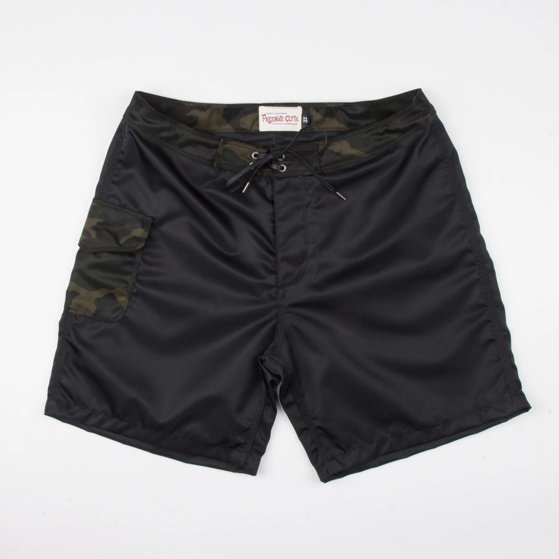 black and camo print shorts