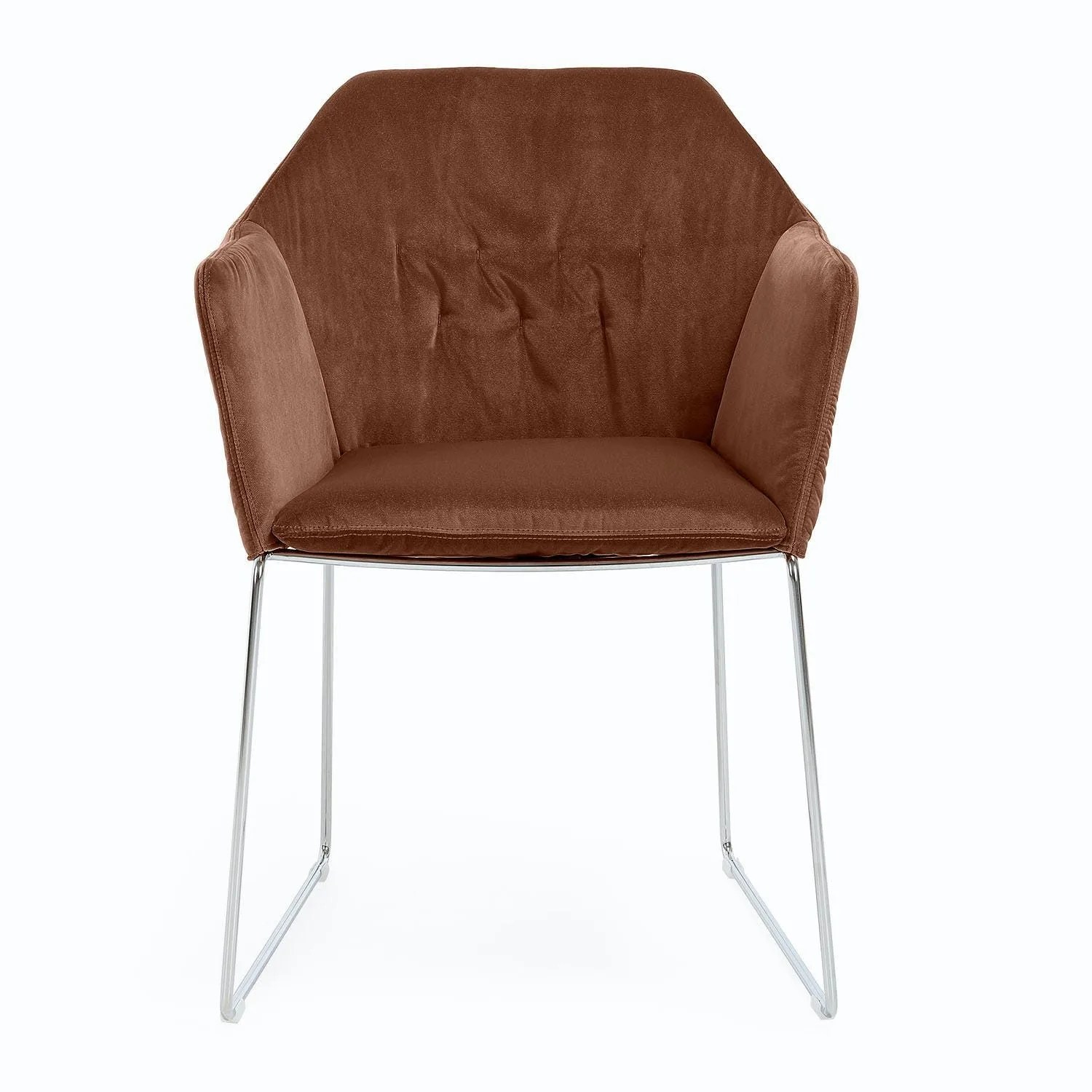 brown velvet chair with white legs