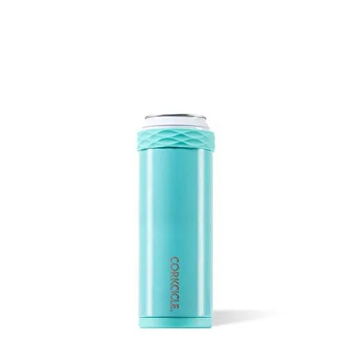 slim turquoise colored koozie