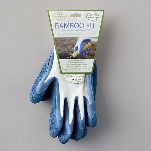 pair of blue gardening gloves