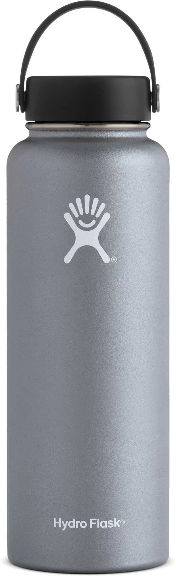 a silver water bottle