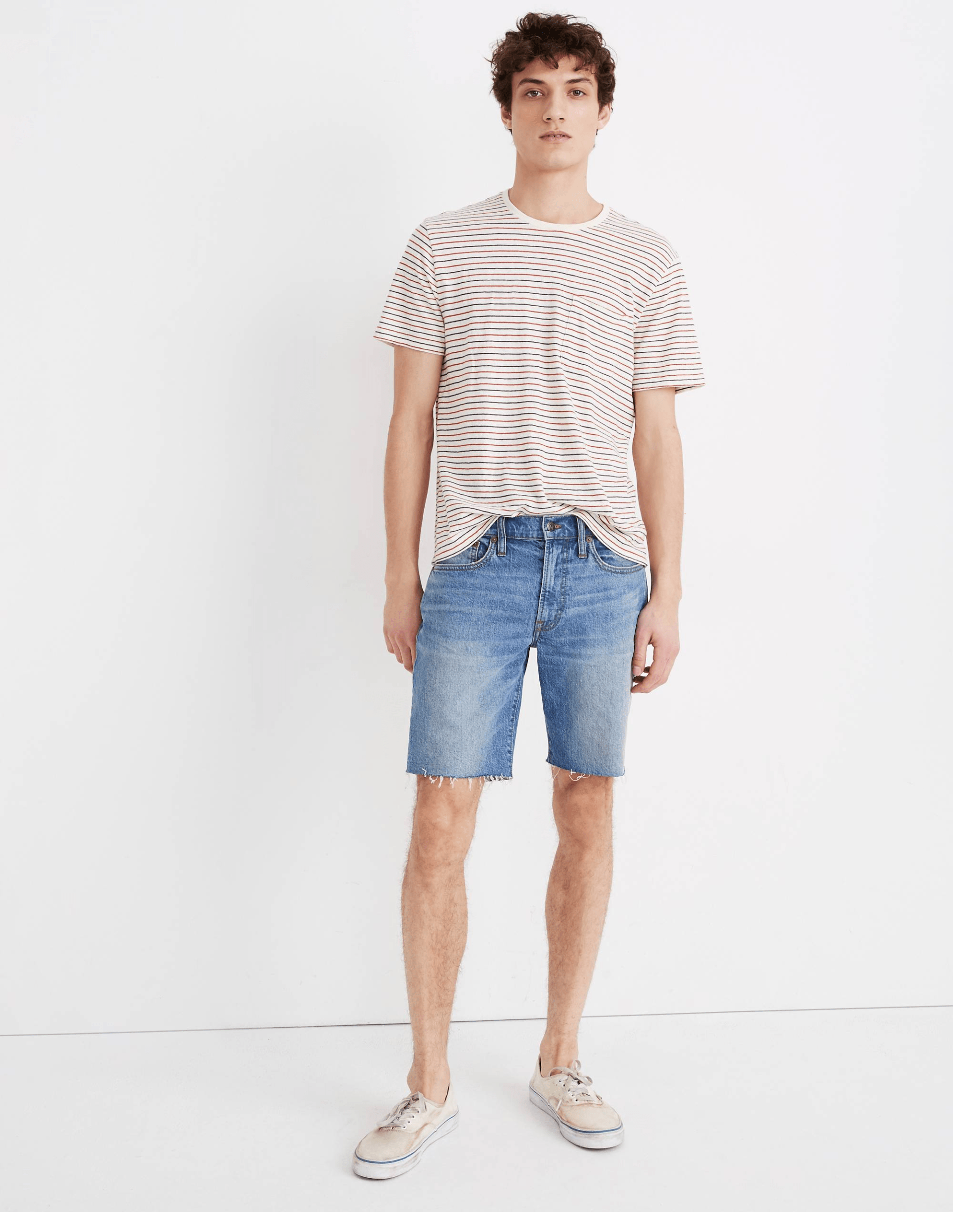 denim shorts on model