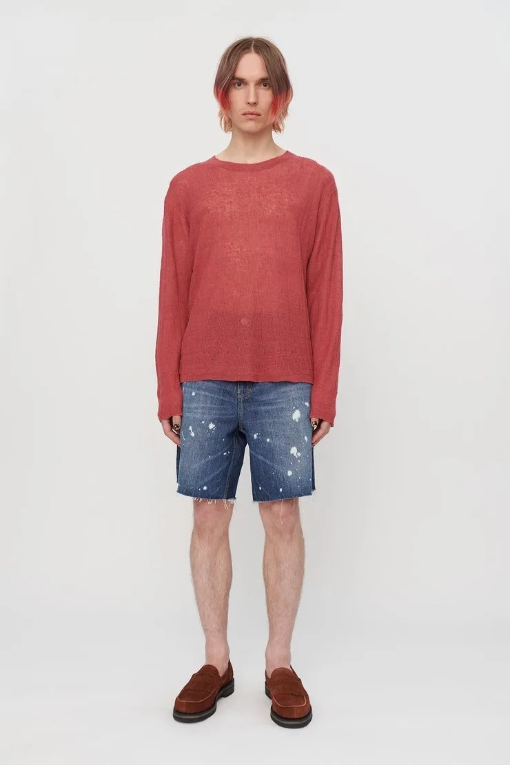 denim shorts on model