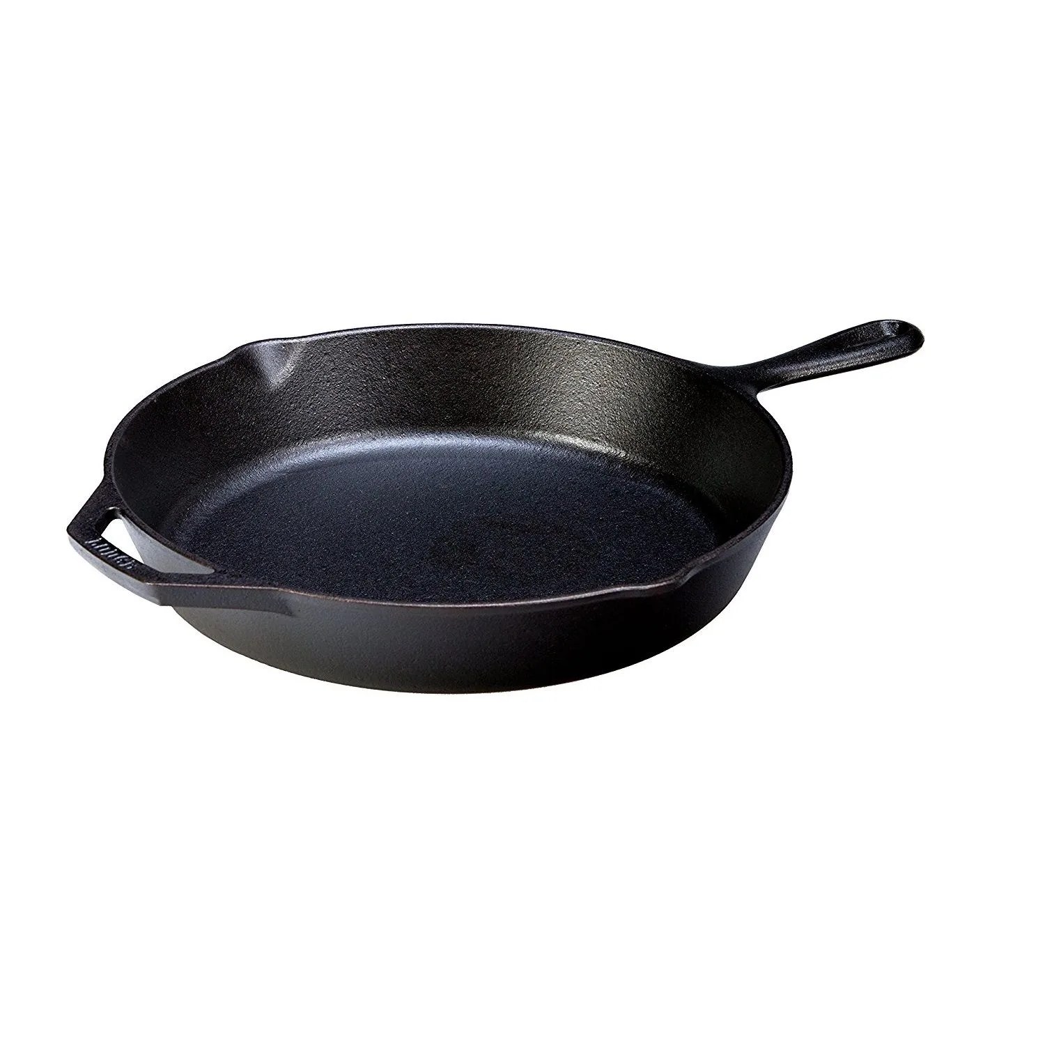 A cast-iron skillet on a white background.