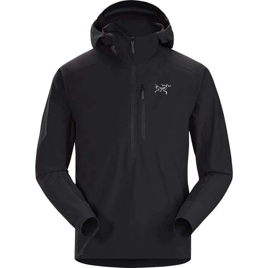a black pullover with a hood