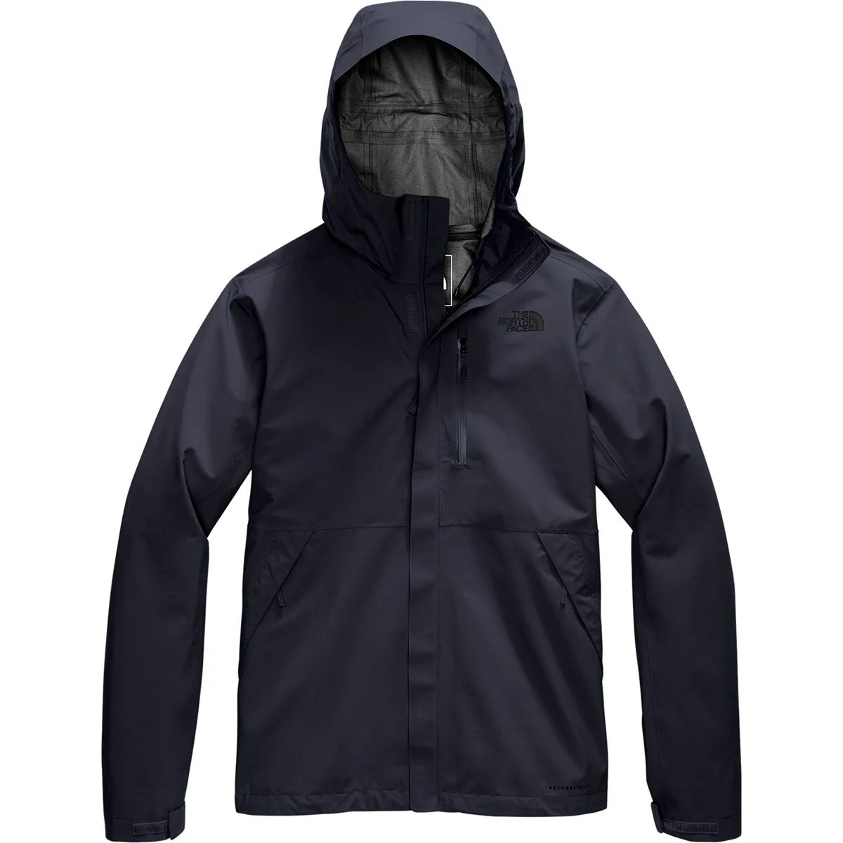 a dark navy blue rain jacket