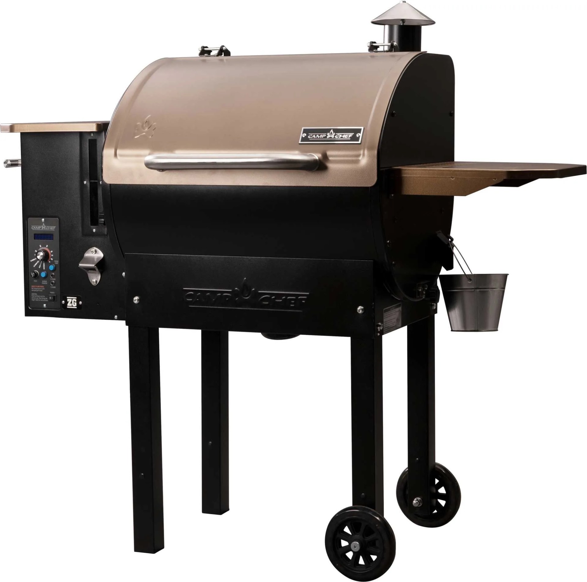 Copper and black pellet grill