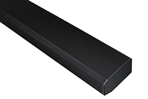 One corner of a black soundbar.