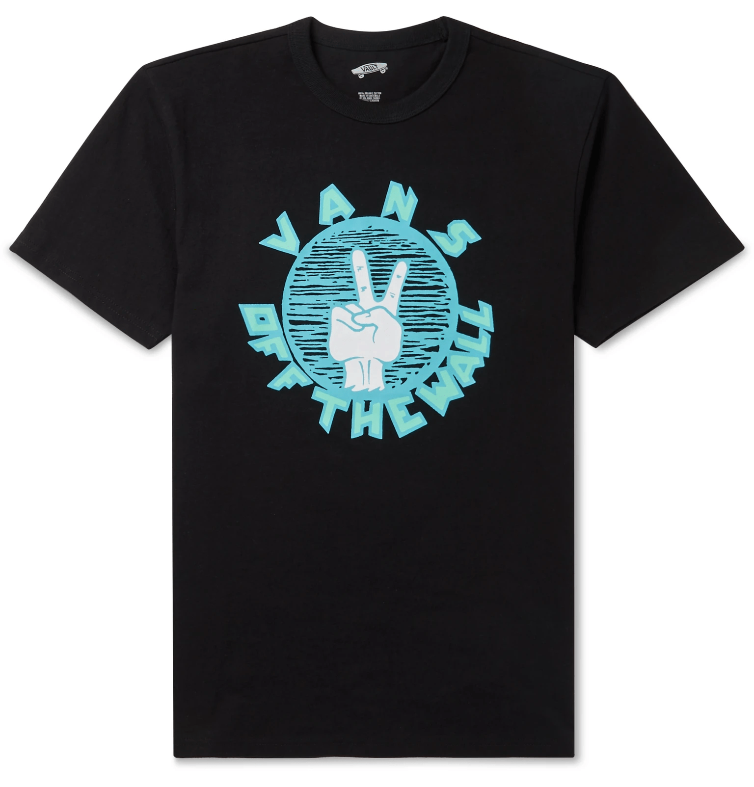 black graphic tee
