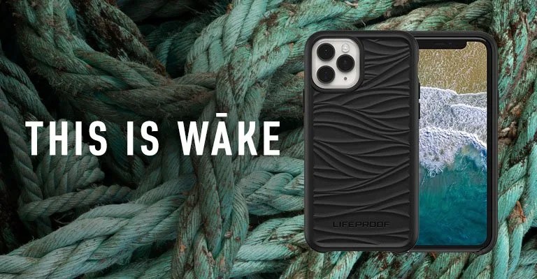 a black phone case on a background showing ropes