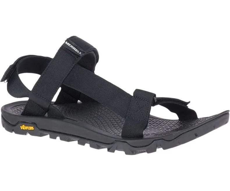 Black strap sandals on a white background.