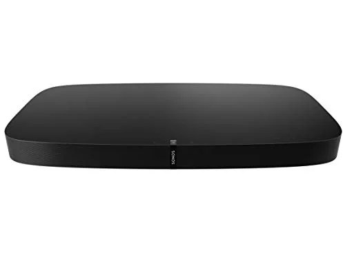 A black soundbar on a white background.