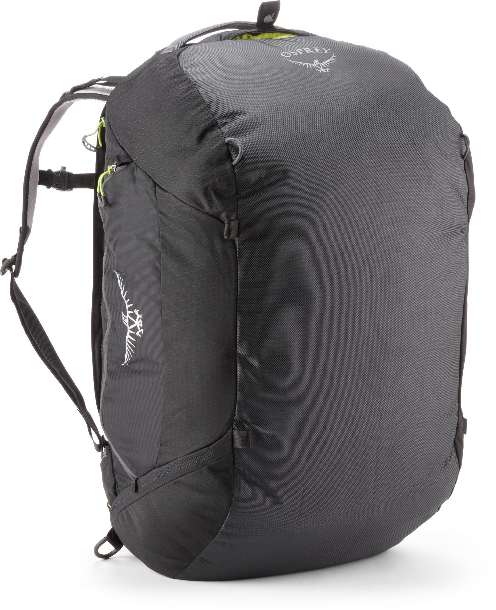 A black backpack duffel bag hybrid on a white background.