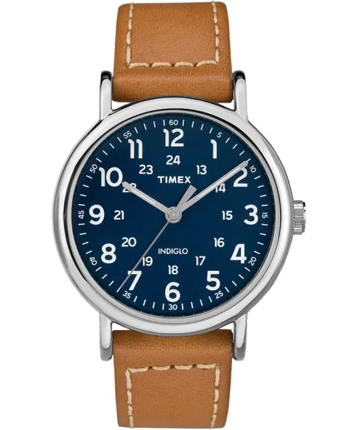 timex weekender 40mm leather watch