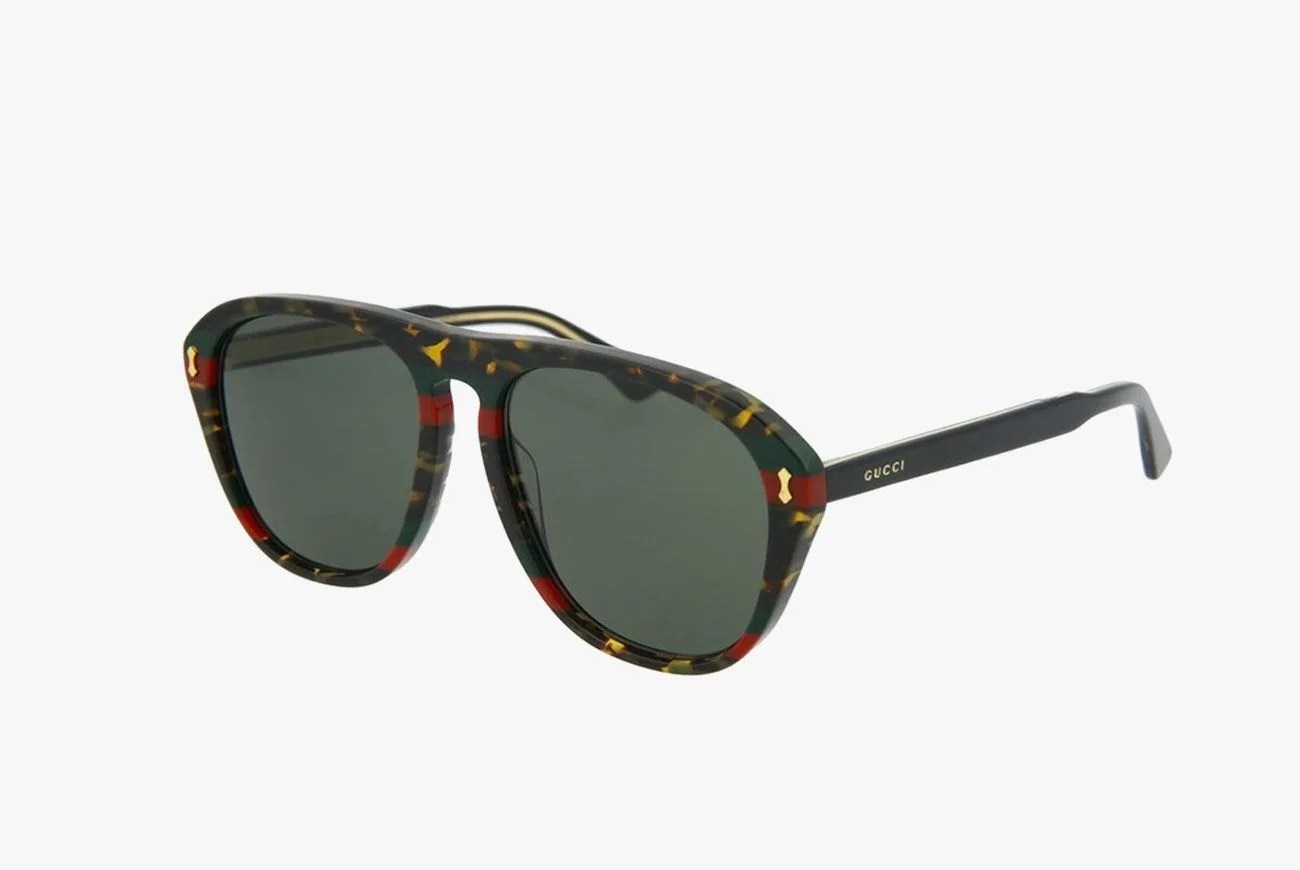 black and red sunglasses on white background