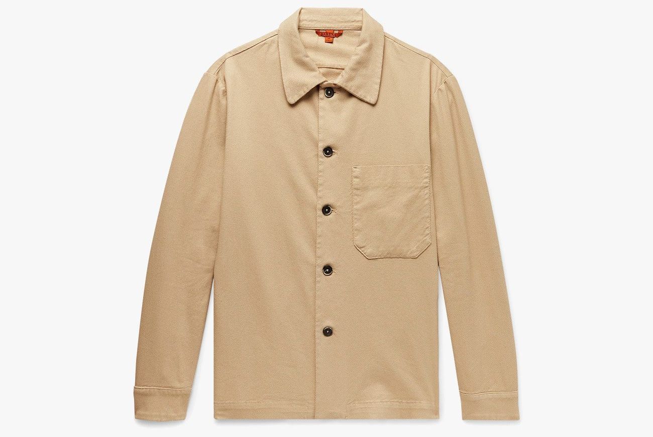 khaki overshirt on white background