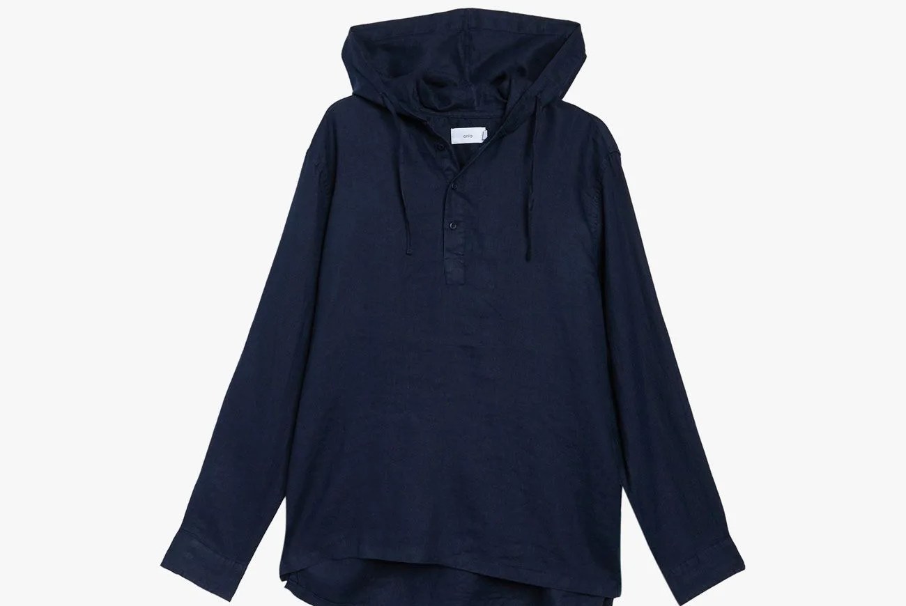 navy blue hoodie on white background