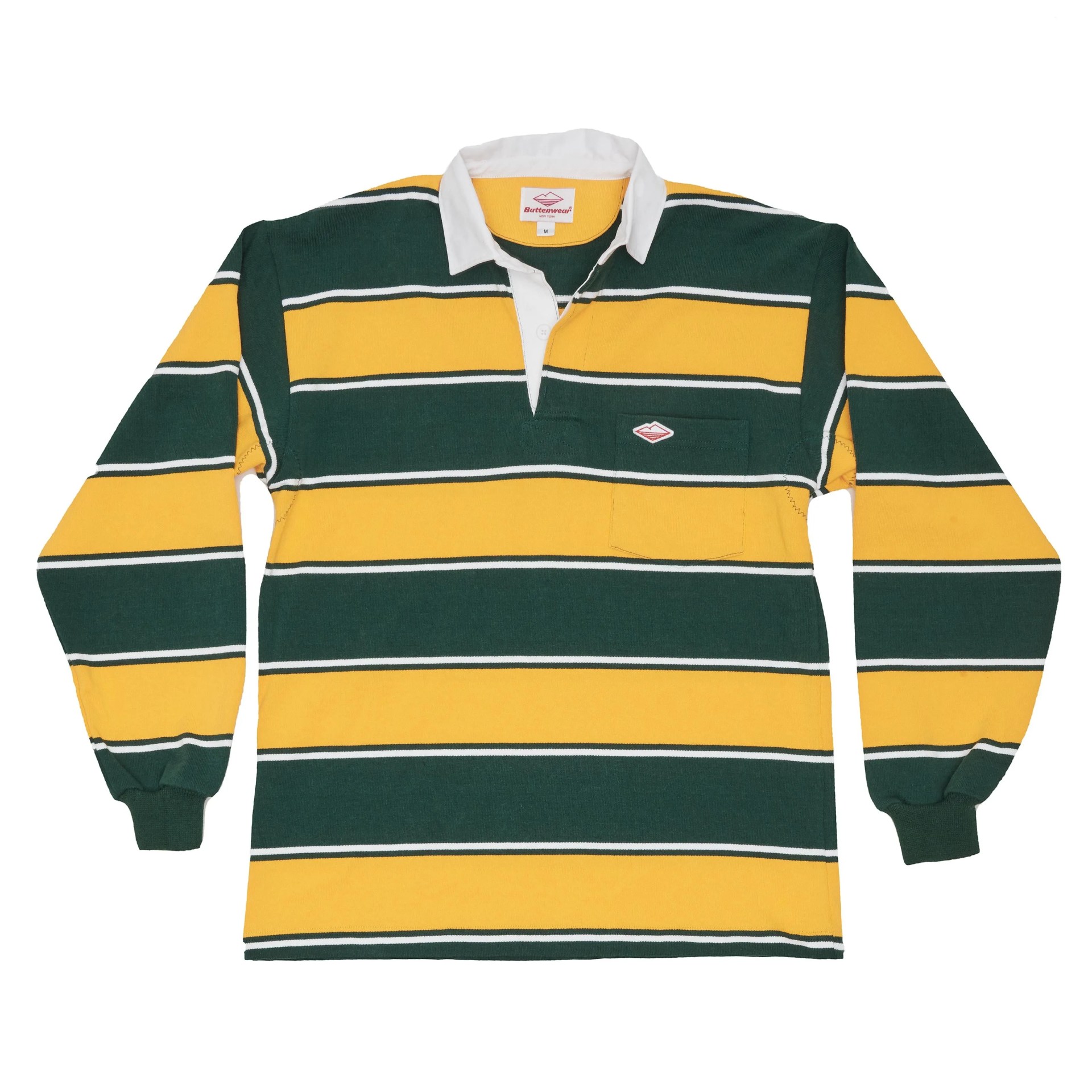green and yellow rugby shirt