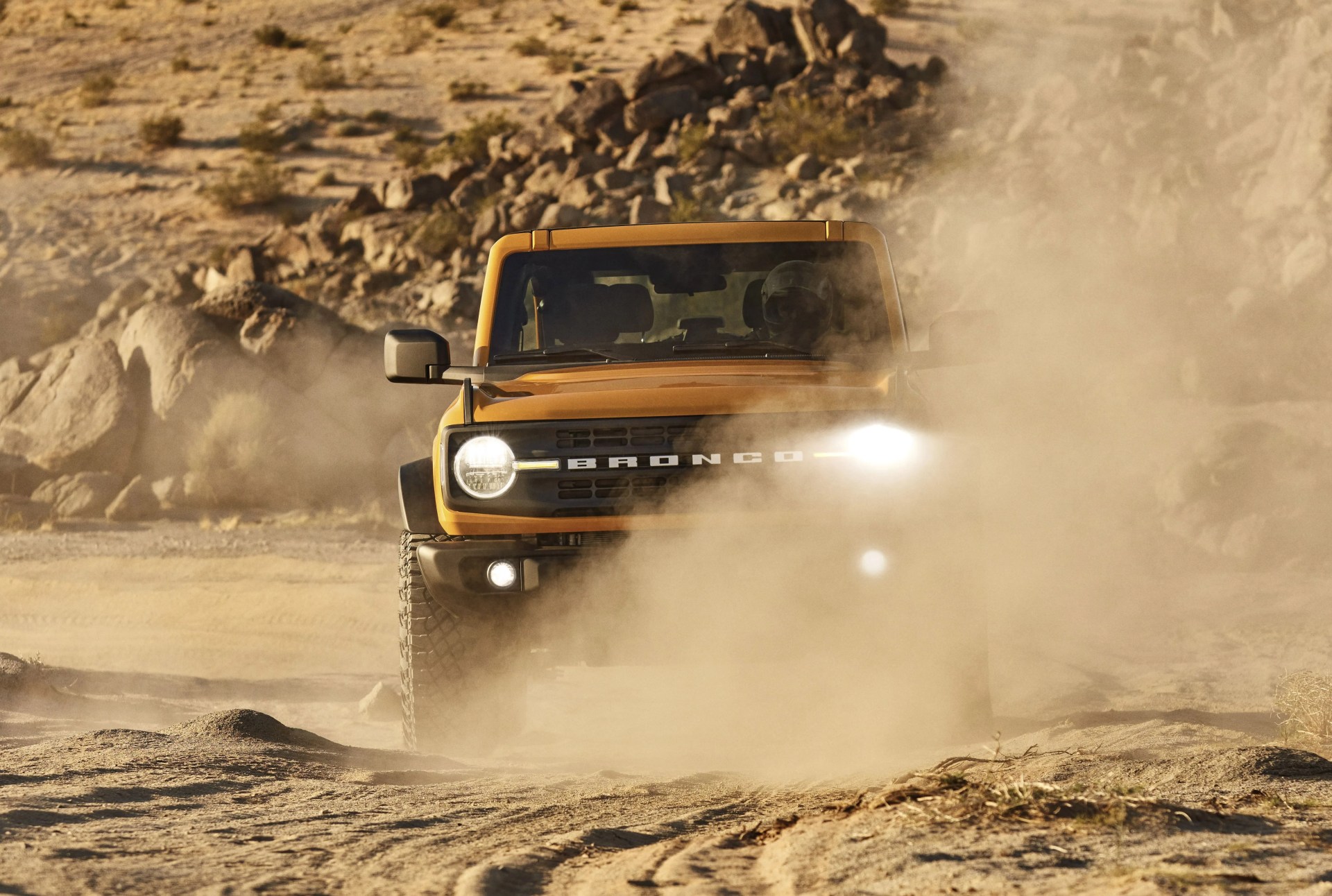 pre production 2021 two door bronco black diamond series in cyber orange metallic tri coat with available sasquatch™ off road package
