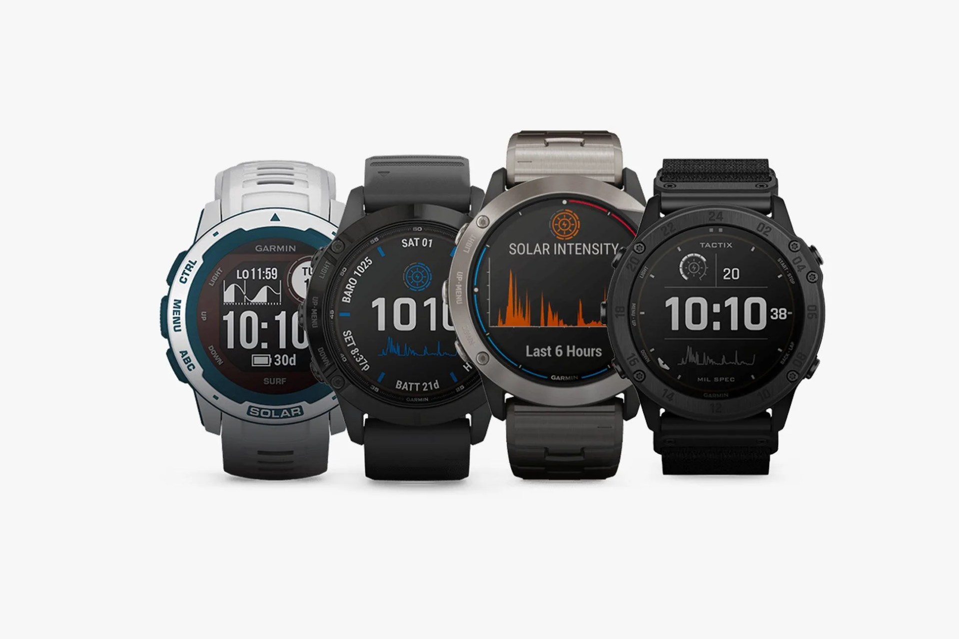 garmin's lineup of new solar smartwatches