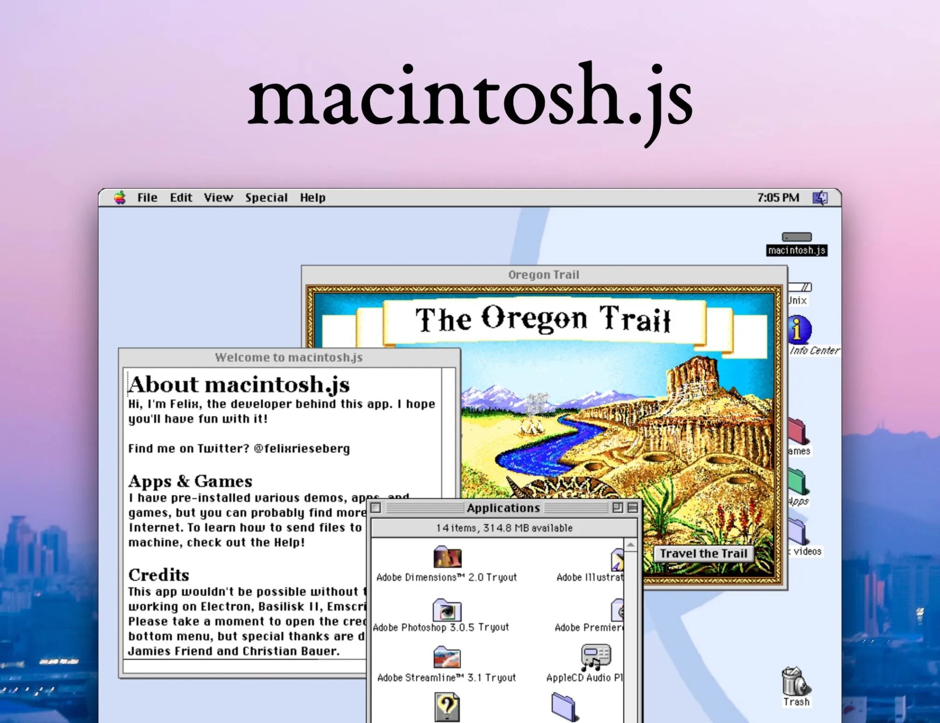 a screenshot of mac os 8, including oregon trail