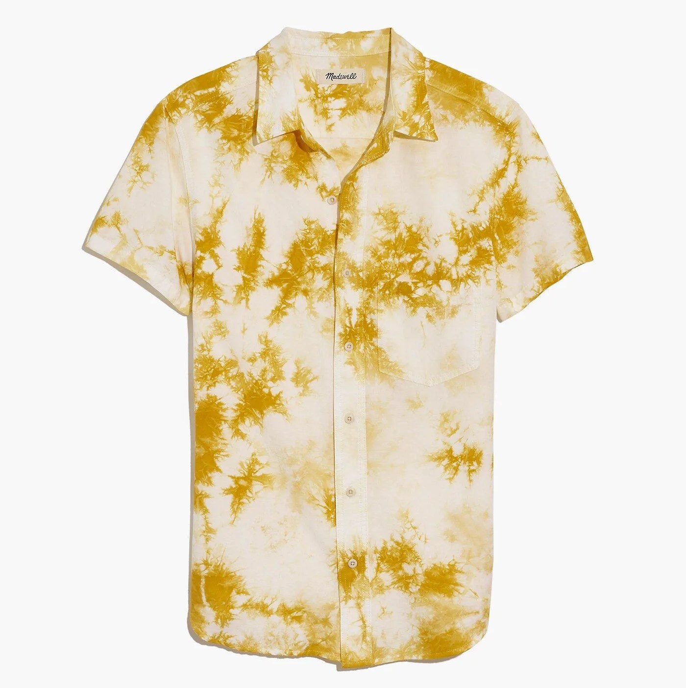 yellow tie dye short sleeve shirt
