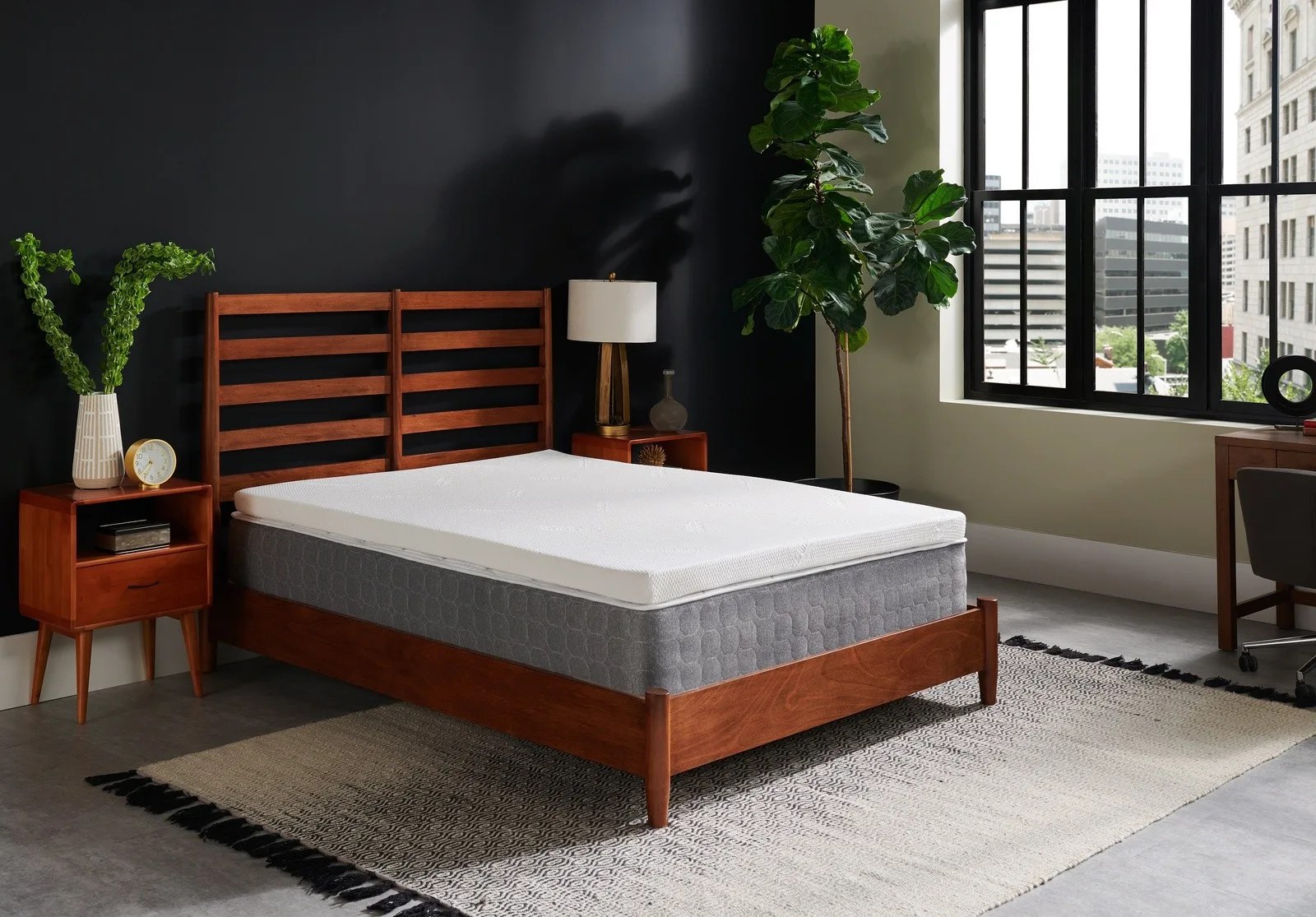 Mattress topper on bed