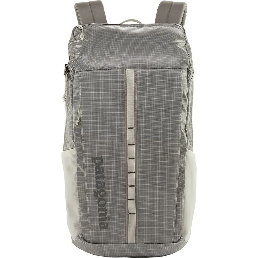 A white backpack on a white background.