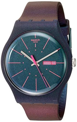 Swatch 1607 Archi-Mix Quartz Silicone Strap, Blue, 19 Casual Watch (Model: SUON708)