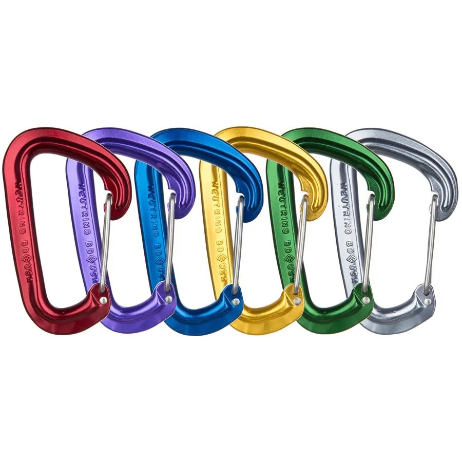 six carabiners of different colors