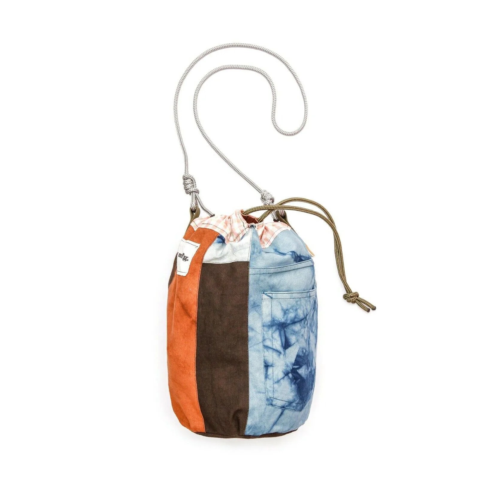 blue, brown and orange shoulder bag