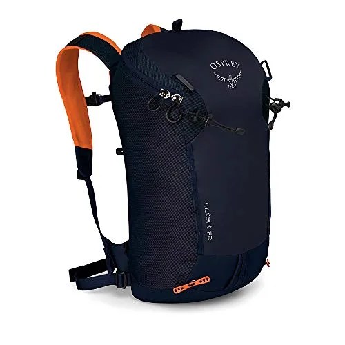 black backpack with orange accents