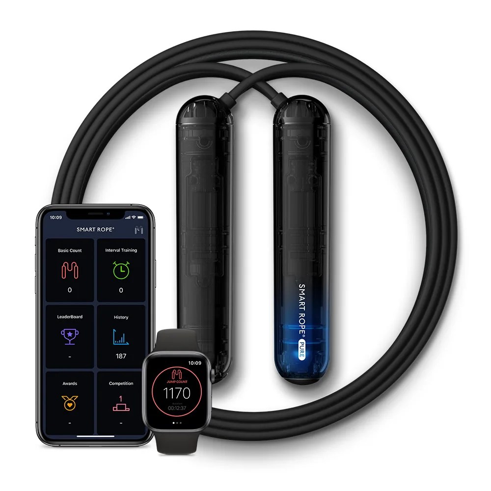 Bluetooth connected jump rope with smartphone