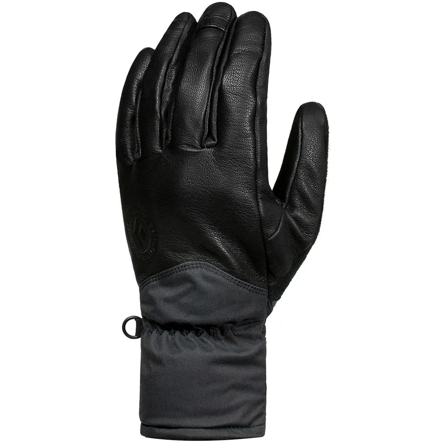 a black leather winter glove
