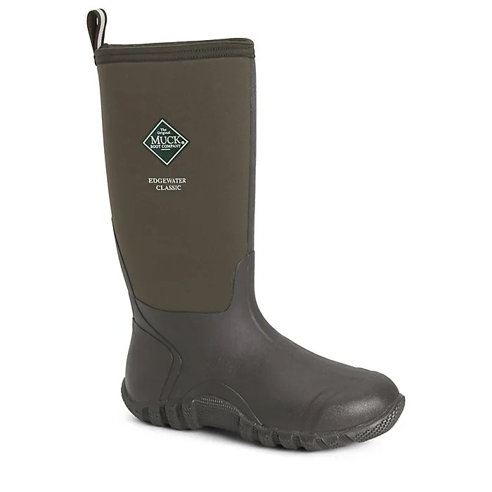 a rubber boot with a knee-high neoprene cuff