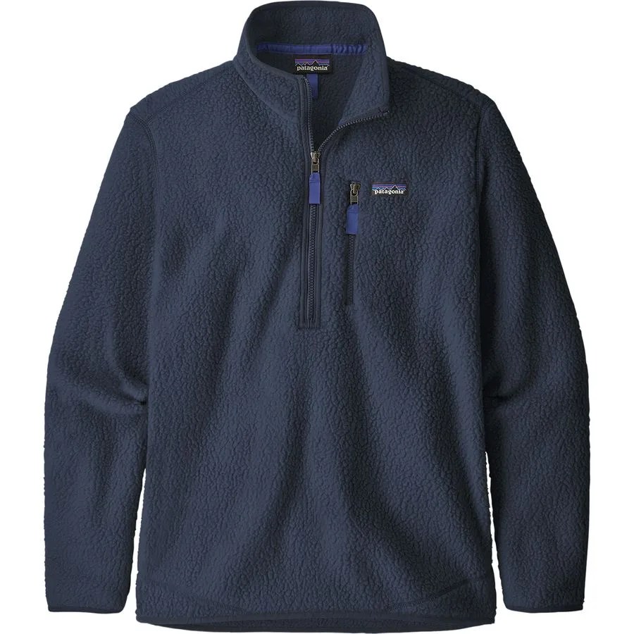 a navy blue fleece pullover