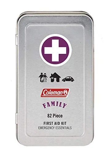 A tin first aid kit on a white background.