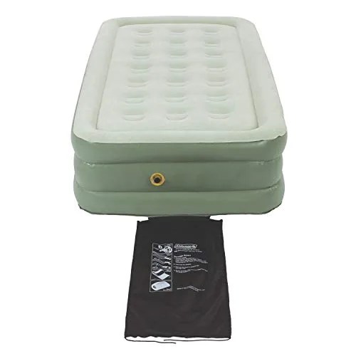 An air mattress and bag on a white background.